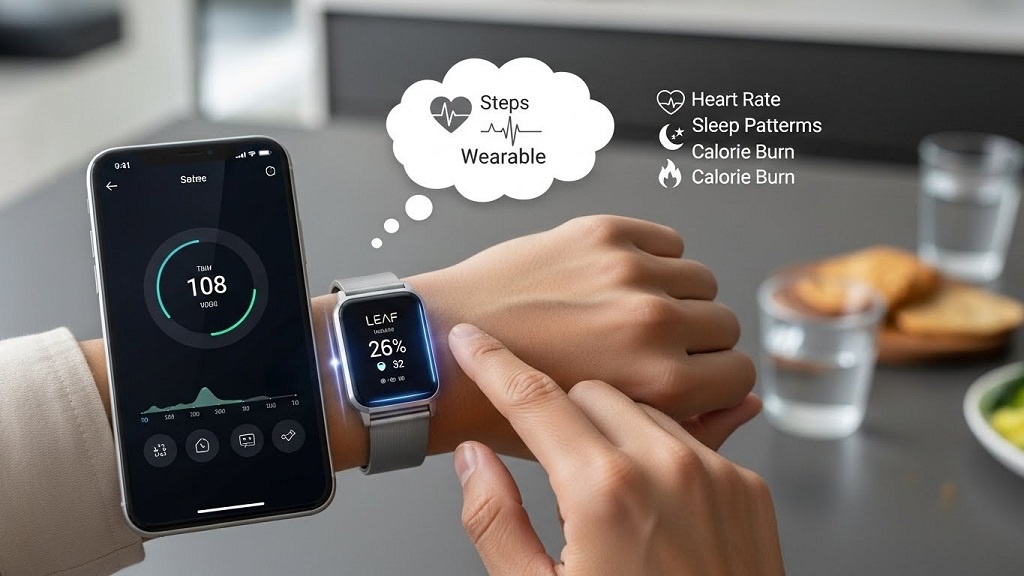 LEAF wearable app showing stress and sleep insights