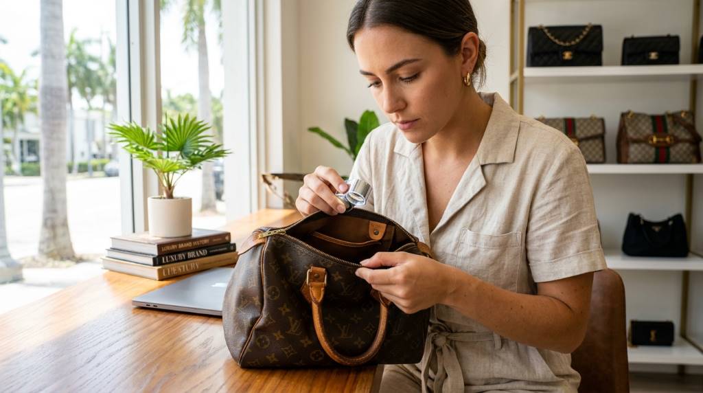Luxury handbag authentication process in Miami Florida boutique
