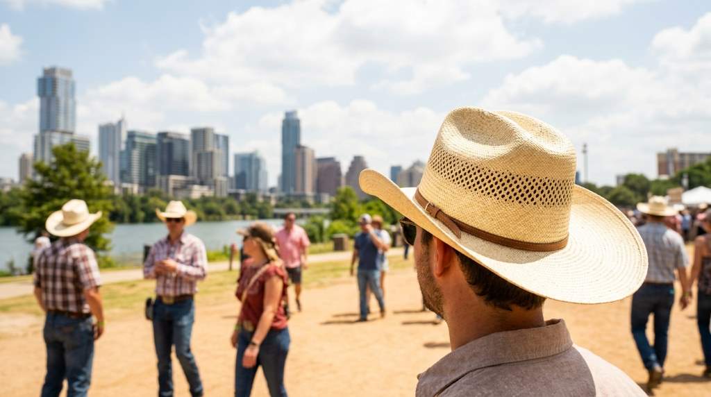 Western cowboy hat for outdoor event in Austin Texas