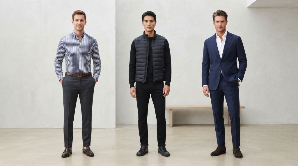 Men's clothing styles that create a streamlined silhouette